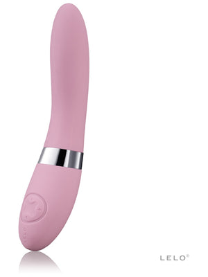 Pink electronic device with silver accent on a white background, featuring the brand 'Lelo Elise 2 Deluxe Vibrator'.