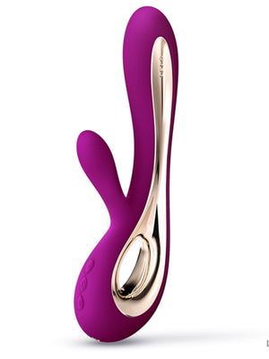 Purple and gold Lelo Soraya 2 Deluxe on a white background