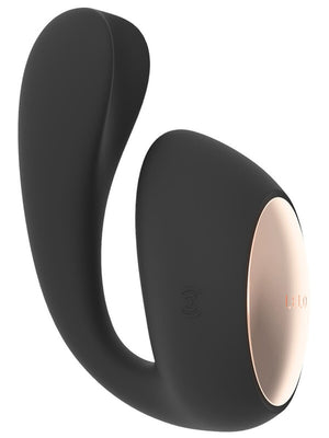 Black and rose gold Lelo Ida Wave 3.7 Vibrator on a white background