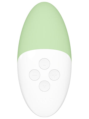 White Lelo Siri 3 Sound Activated Vibrator with green top on a white background