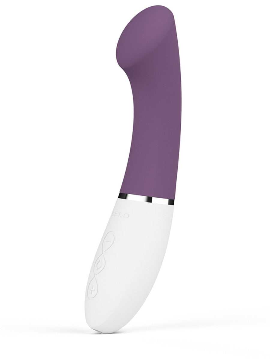 Purple and white Lelo Gigi 3 G Spot Vibrator on a white background