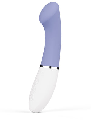 White and purple Lelo Gigi 3 G Spot Vibrator on a white background