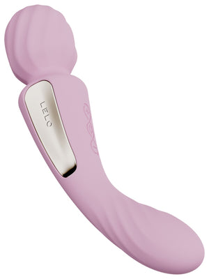 Pink electronic device with 'Lelo Switch 8 Double Ended Vibrator' branding on a white background