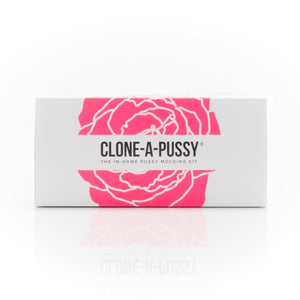 Clone-A-Pussy product packaging with pink floral design on a white background