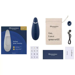 Womanizer Premium 2 Blueberry full accessories