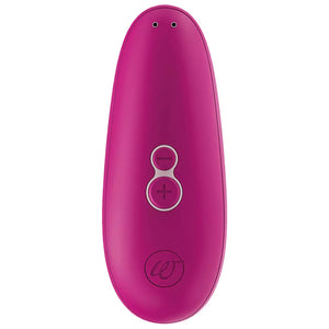 Pink electronic device with control buttons on a white background