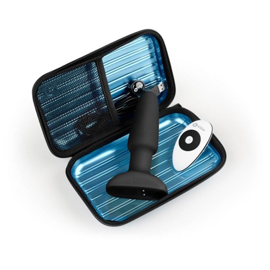 B-Vibe USB Rechargeable Rimming Plug Black with remote and pouch