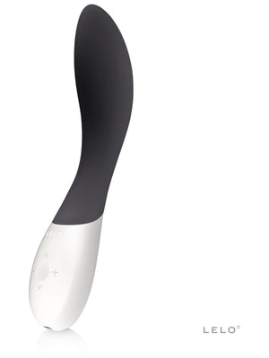 Black and white device with 'Lelo Mona Wave 8 G Spot Vibrator' branding on a white background