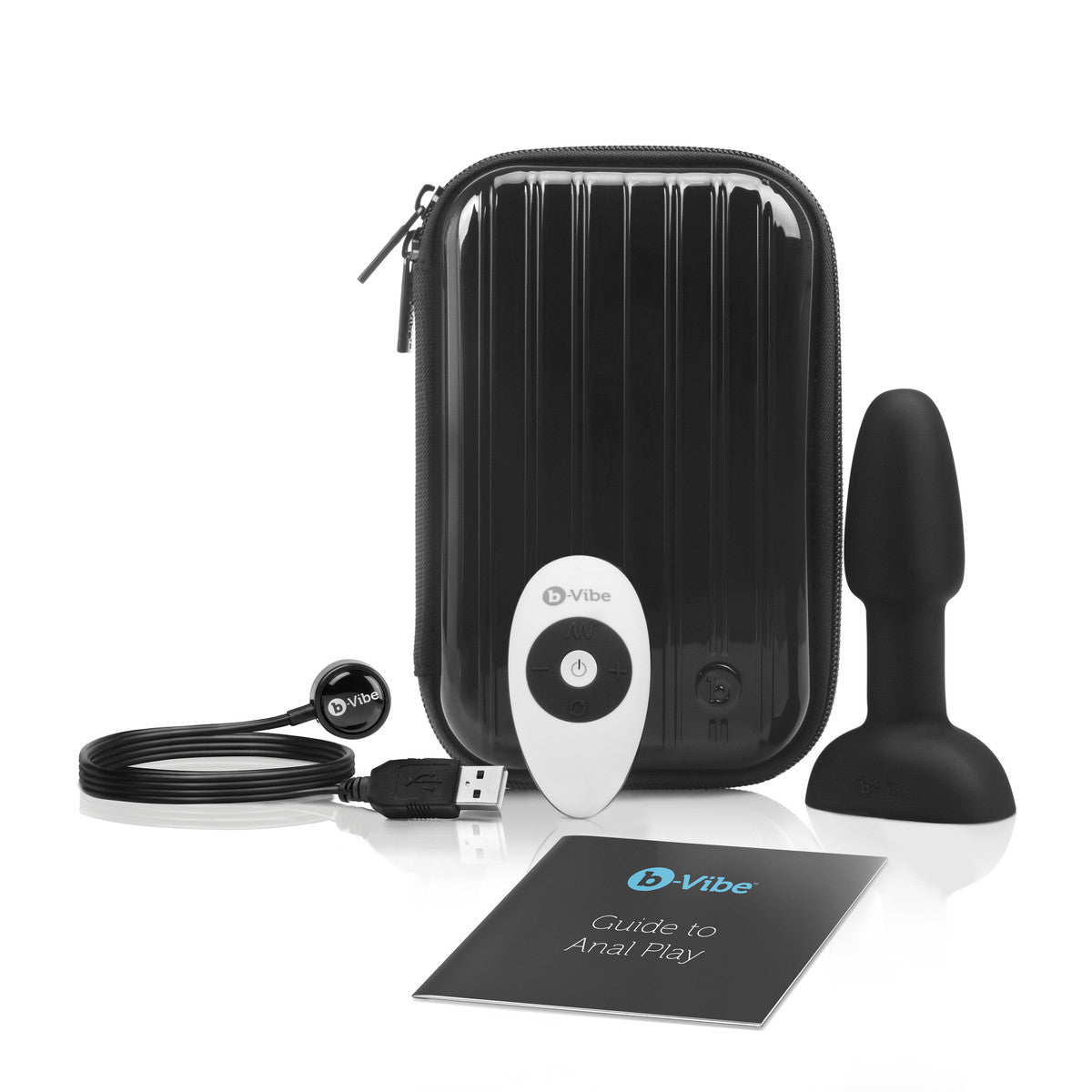 B-Vibe USB Rechargeable Petite Rimming Plug black with pouch