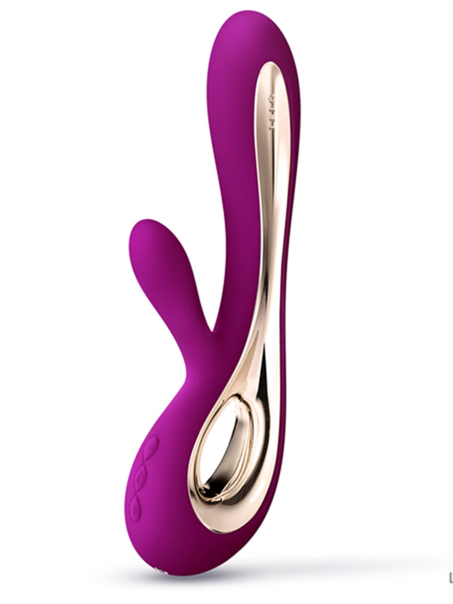 Purple and gold Lelo Soraya 2 Deluxe on a white background