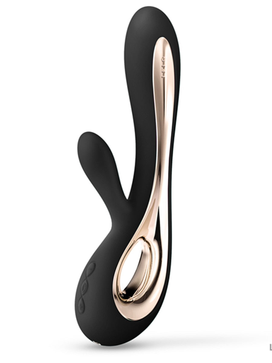 Black and rose gold Lelo Soraya 2 Deluxe on a white background