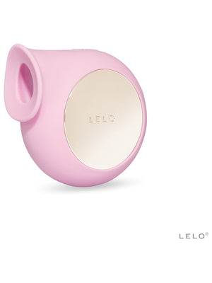 Pink silicone product with 'LELO Sila Cruise Sonic Massager' branding on a white background