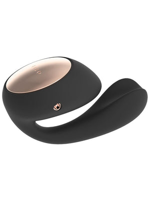 Black and rose gold Lelo Ida Wave 3.7 Vibrator on a white background