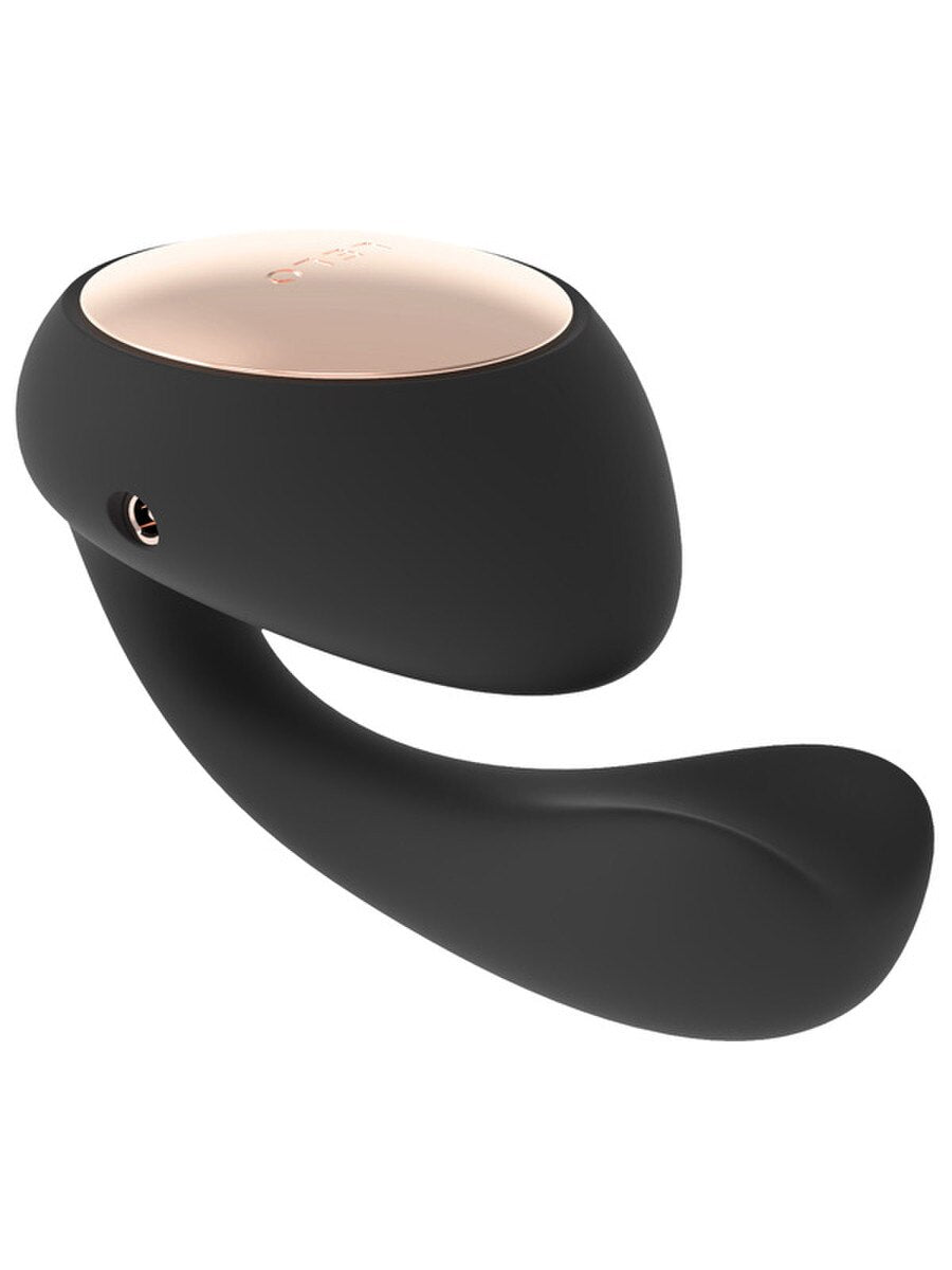 Black and beige Lelo Ida Wave 3.7 Vibrator on a white background