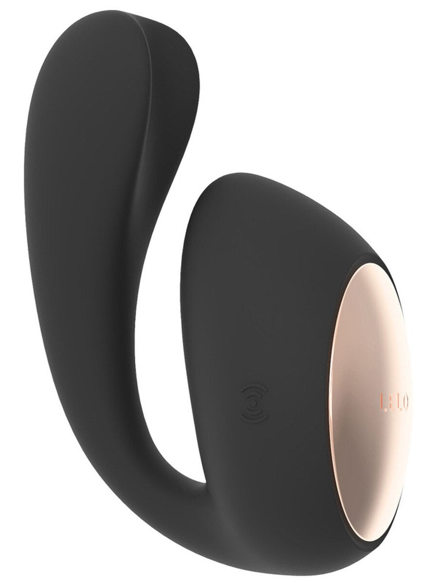 Black and rose gold Lelo Ida Wave 3.7 Vibrator on a white background
