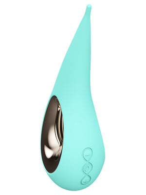 Turquoise and silver Lelo Dot 7.4" Vibrator on a white background