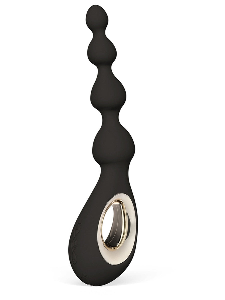 Black and gold LELO Soraya Beads Massager on a white background
