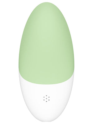 Green and white Lelo Siri 3 Sound Activated Vibrator on a white background
