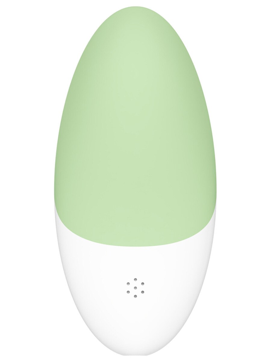 Green and white Lelo Siri 3 Sound Activated Vibrator on a white background