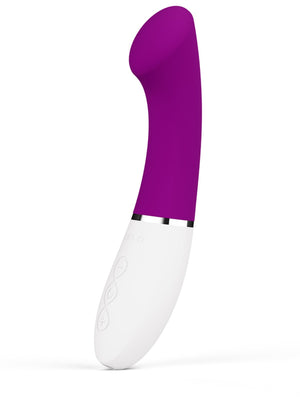 Purple and white Lelo Gigi 3 G Spot Vibrator on a white background