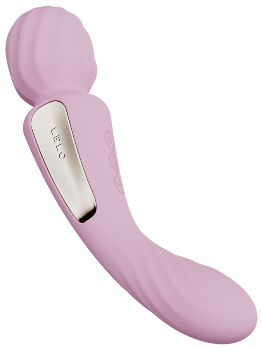 Pink electronic device with 'Lelo Switch 8 Double Ended Vibrator' branding on a white background