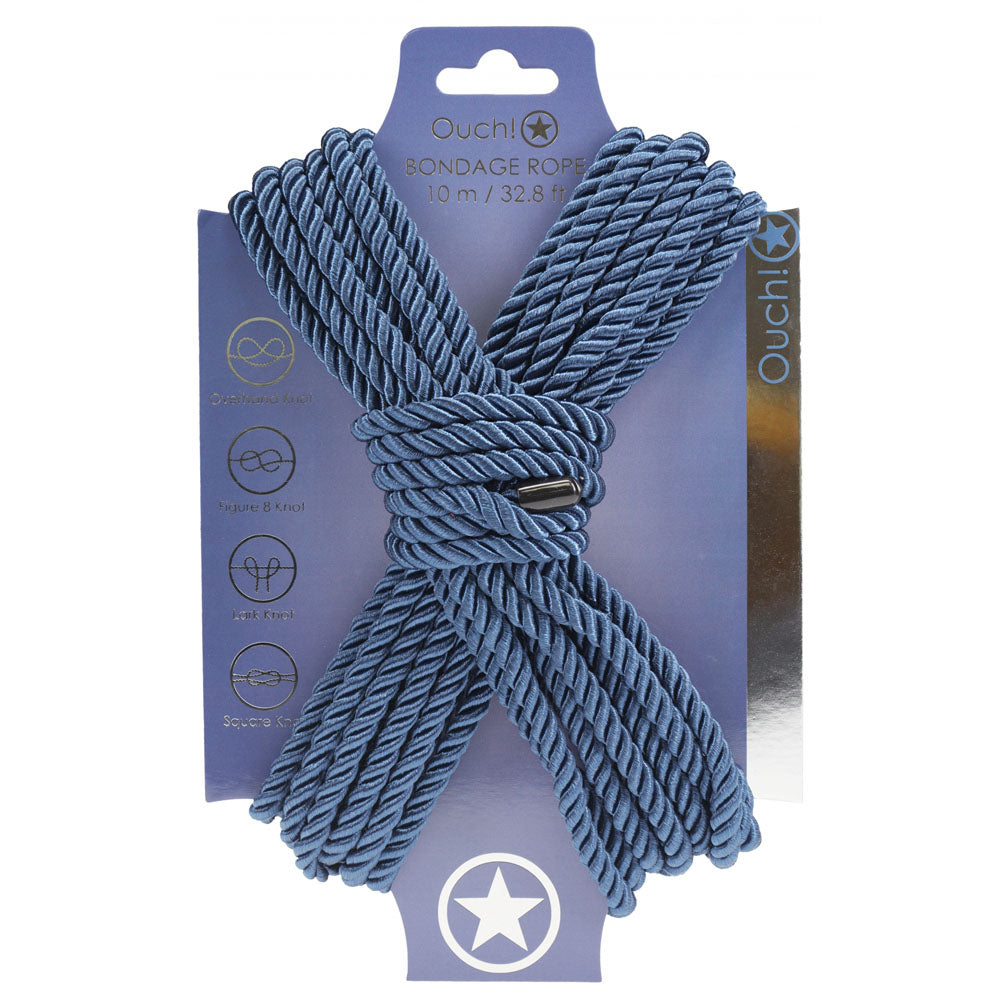OUCH! Bondage Rope - 10 M - Navy Blue - Navy Blue Nylon Bondage Rope - 10 metre Length