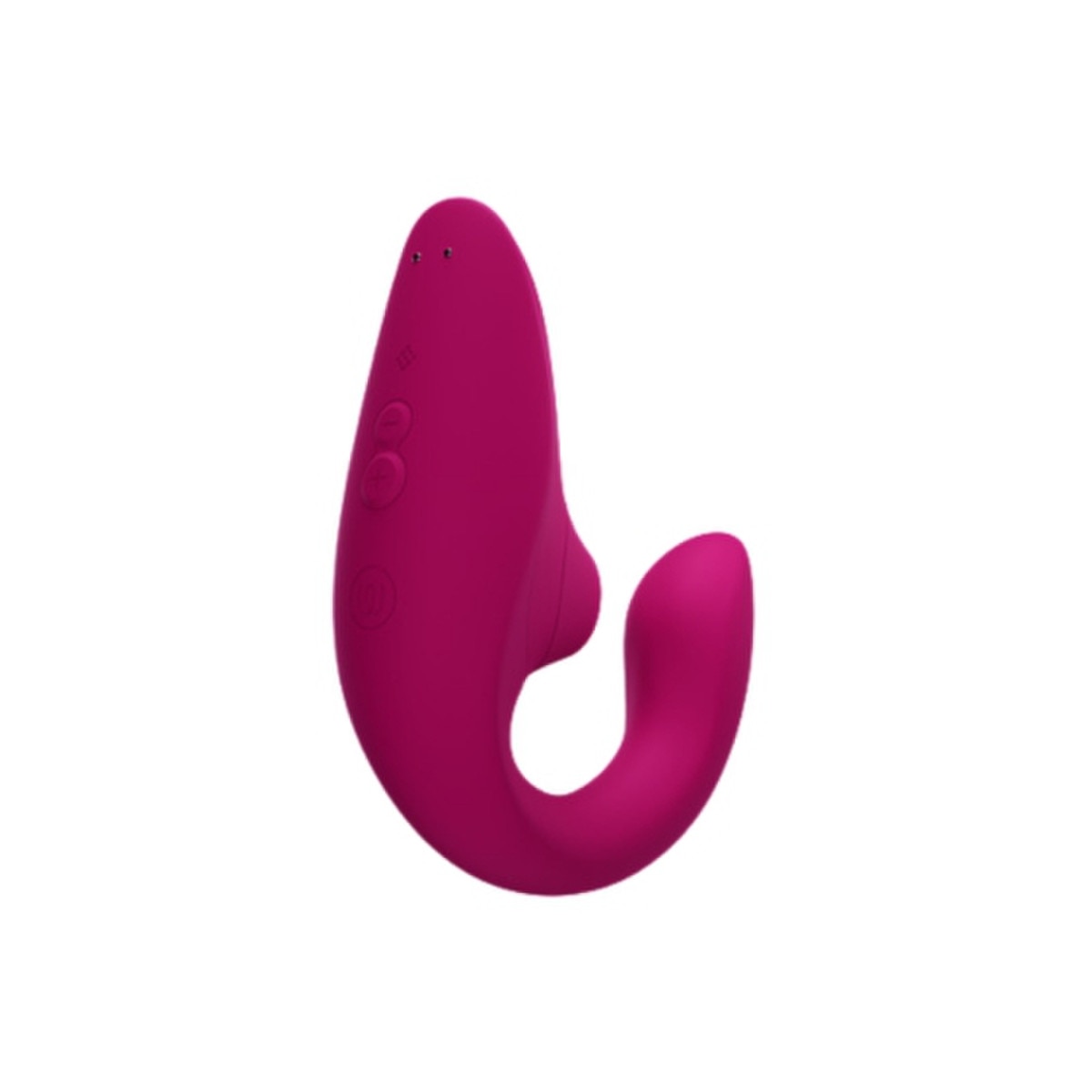 Pink silicone Womanizer Blend Massager on a white background