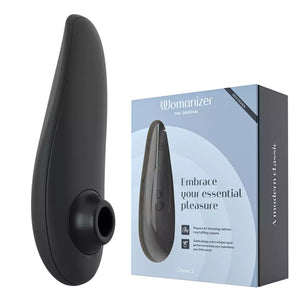 Black Womanizer Classic 2 Massager with packaging on a white background