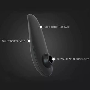 BlackWomanizer Classic 2 Massager with features labeled on a dark background