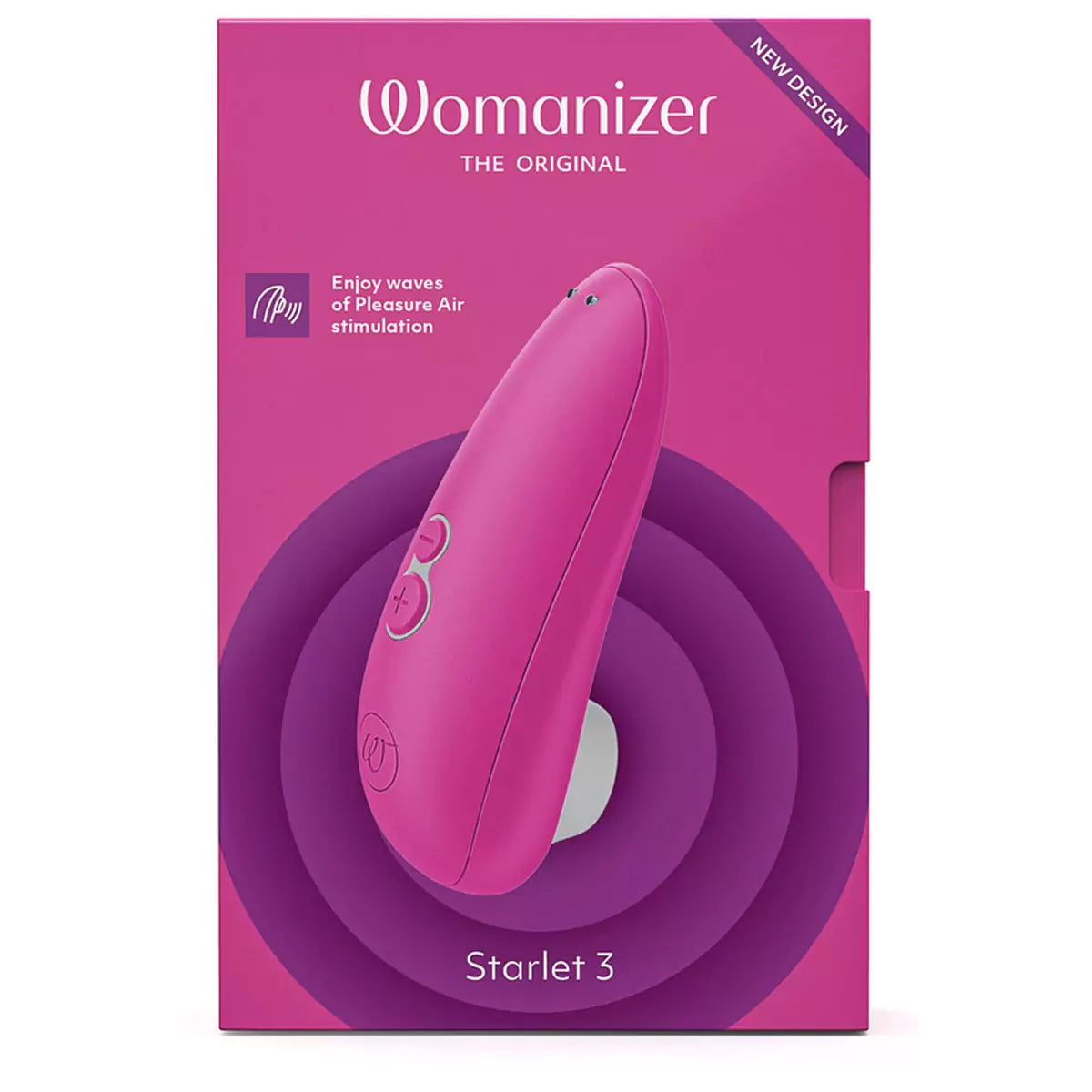 Womanizer Starlet 3 packaging on a pink and purple background