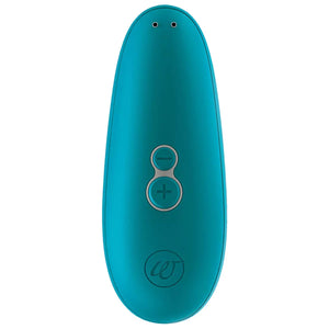 Teal electronic device with control buttons on a white background