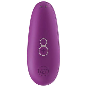 Purple electronic device with control buttons on a white background