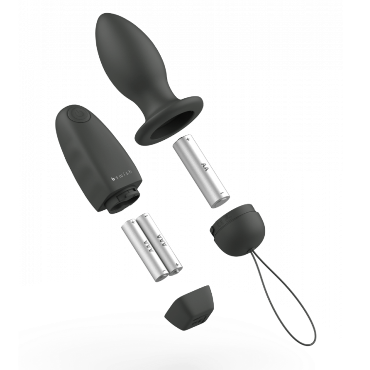 B-Swish Bfilled Classic Unleashed Vibrating Anal Plug - Slate with batteries